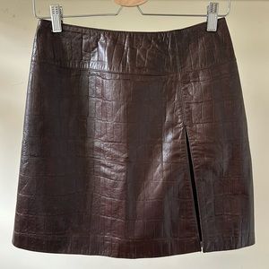 Vintage Emporio Armani snake skin leather embossed high slit high rise miniskirt